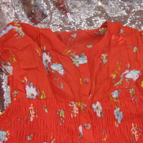 Free people greatest day smocked ruched button front dress XS - Picture 5 of 11